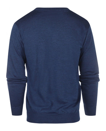 Merino wool v-neck sweater | Blue