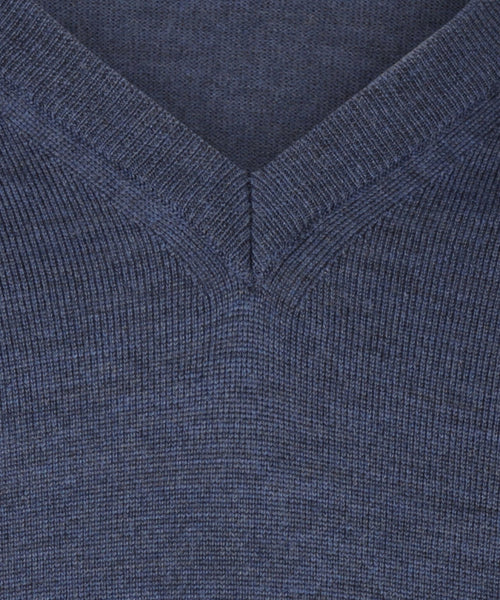 Pullover merino wool v-neck | Light Indigo