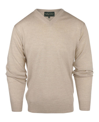 Pullover merino wool v-neck | Beige