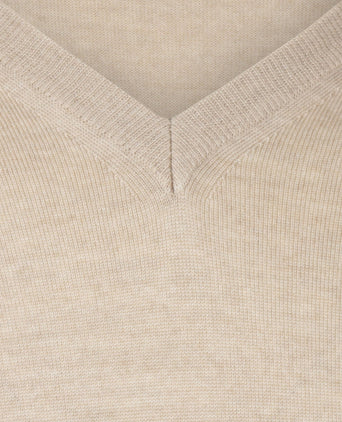 Pullover merino wool v-neck | Beige