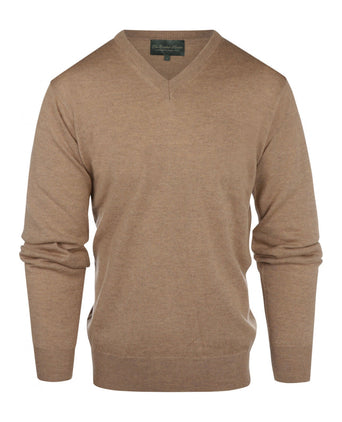 Merino wool v-neck sweater | Camel