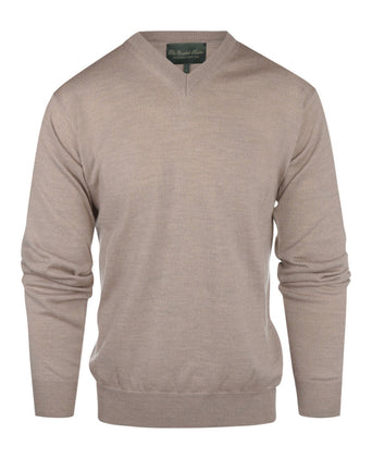 Merino wool v-neck sweater | Dark Beige