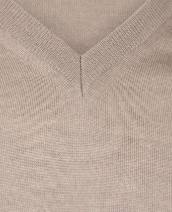 Merino wool v-neck sweater | Dark Beige