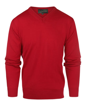 Merino wool v-neck sweater | Red