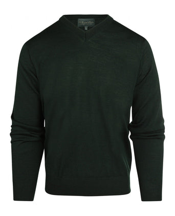 Merino wool v-neck sweater | Green