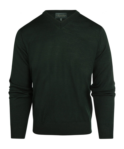 Pullover merino wol v-hals | Groen