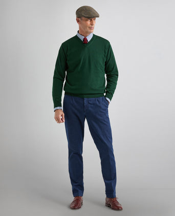 Merino wool v-neck sweater | Green