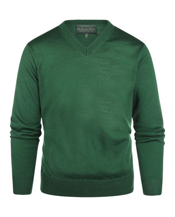 Merino wool v-neck sweater | Green