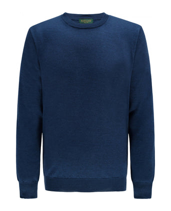 Merino wool round neck sweater | Blue