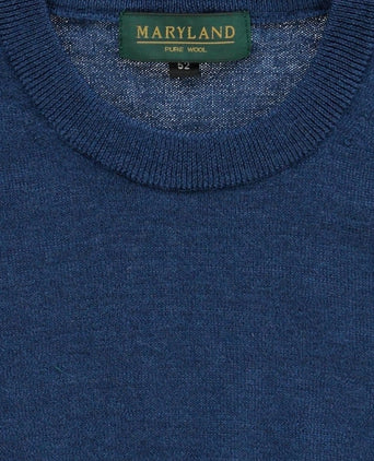 Merino wool round neck sweater | Blue