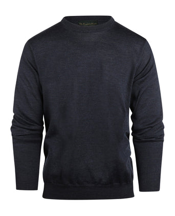 Merino wool round neck sweater | Blue-grey