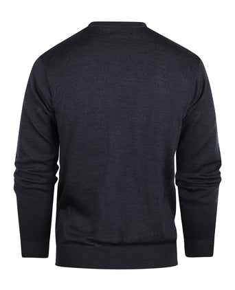 Merino wool round neck sweater | Blue-grey