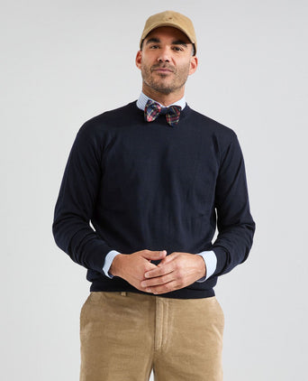 Merino wool round neck sweater | Navy