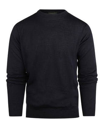 Merino wool round neck sweater | Navy