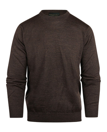 Merino wool round neck sweater | Dark Brown
