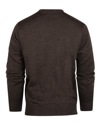 Merino wool round neck sweater | Dark Brown