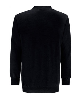 Pullover polo merino wool | Black