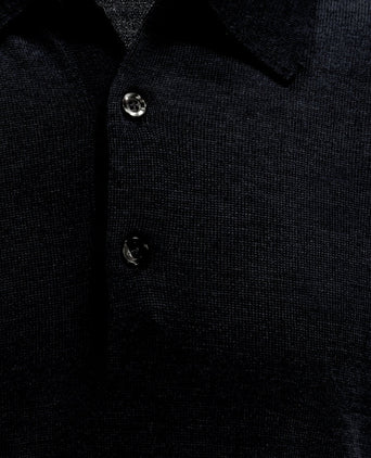 Pullover polo merino wool | Black