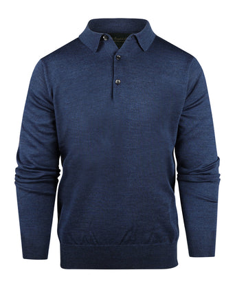 Pullover polo merino wool | Blue