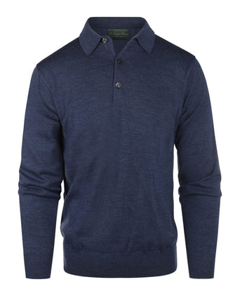 Pullover polo merino wool | Light Indigo