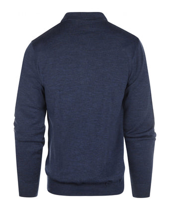 Pullover polo merino wool | Light Indigo