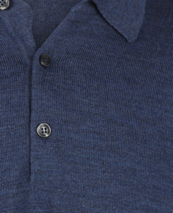 Pullover polo merino wool | Light Indigo