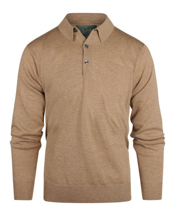 Pullover polo merino wool | Camel