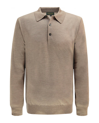 Pullover polo merino wool | Dark Beige