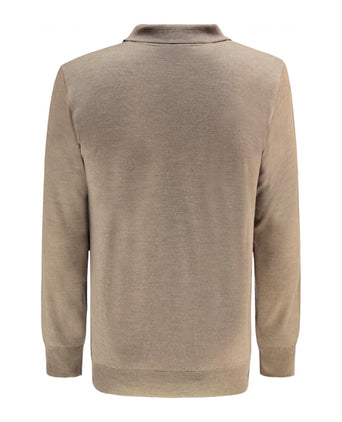 Pullover polo merino wool | Dark Beige