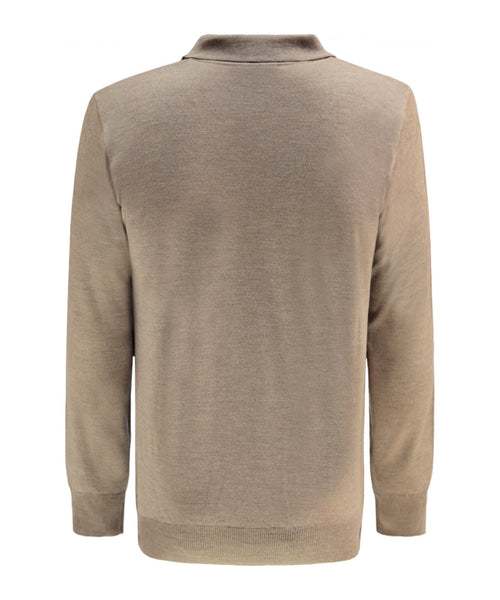 Pullover polo merino wool | Dark Beige