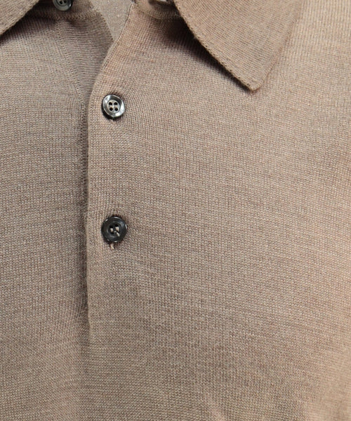 Pullover polo merino wool | Dark Beige