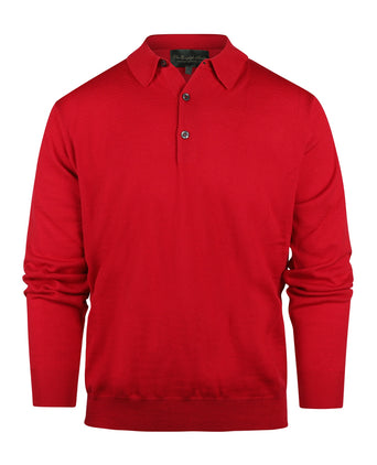 Pullover polo merino wool | Red
