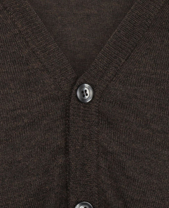 Knoop Vest fijn Merinowol | Donker Bruin