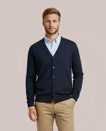 Button Vest fine Merino wool | Navy