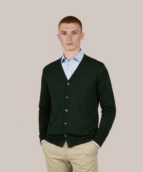 Button Vest fine Merino wool | Green