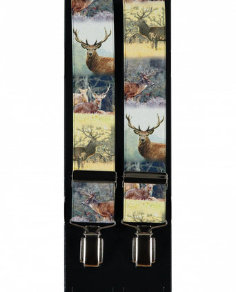 Elastic suspenders with clips | Brown