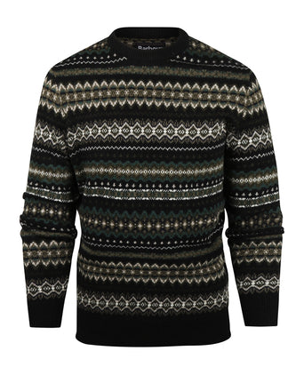 Barbour Fairisle Crew Neck Pullover | Black
