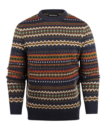 Barbour Fairisle Crew Neck Pullover | Navy Blue
