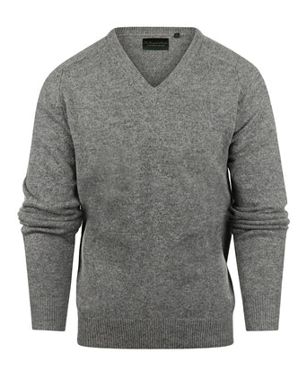 Pullover klassiek Lamswol v-hals | Grijs