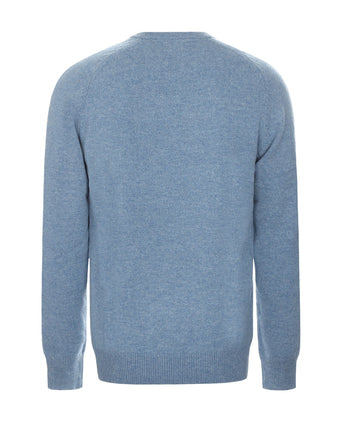 Pullover klassiek Lamswol v-hals | Blauw