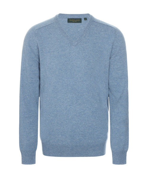 Classic Lambswool v-neck sweater | Blue