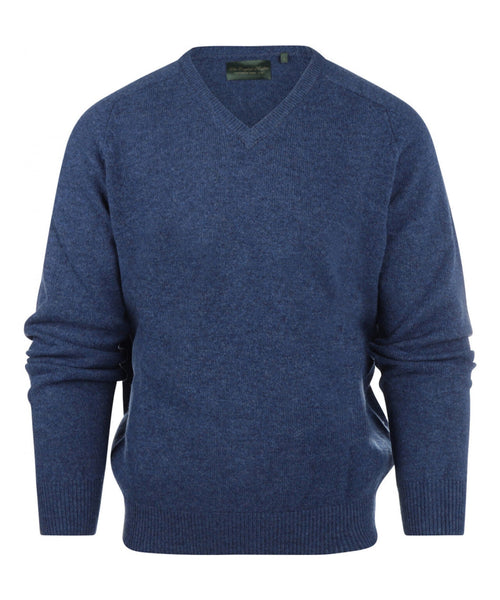 Classic Lambswool v-neck sweater | Blue