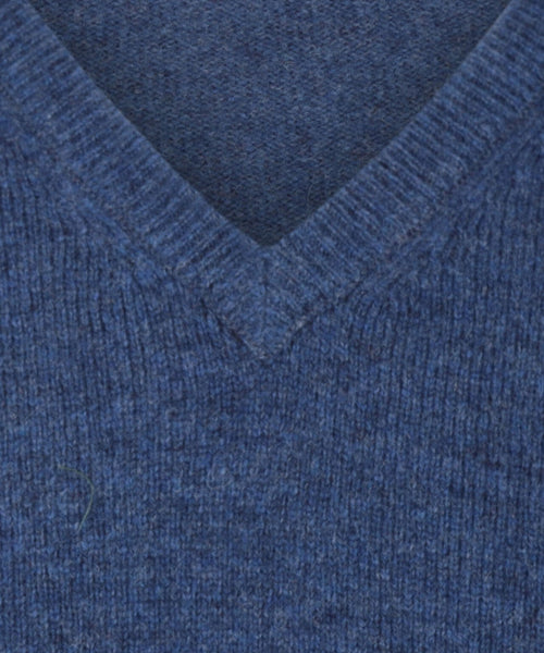 Classic Lambswool v-neck sweater | Blue