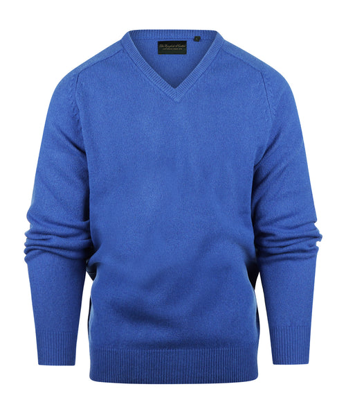 Classic Lambswool v-neck sweater | Blue