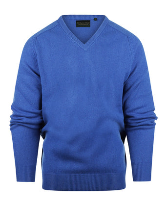 Classic Lambswool v-neck sweater | Blue