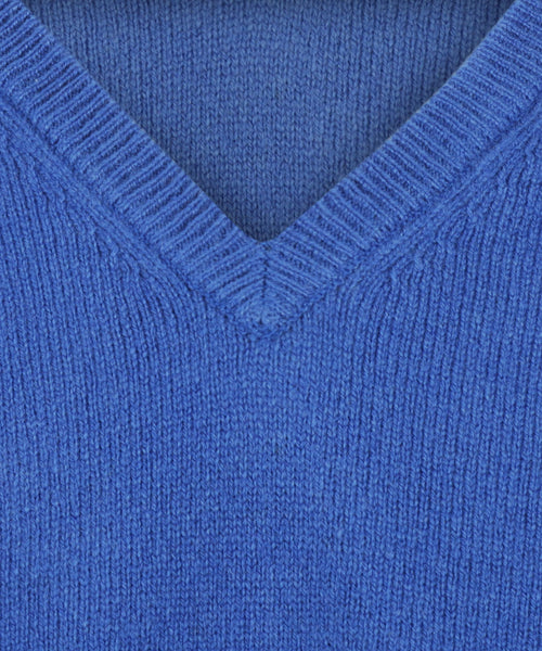 Classic Lambswool v-neck sweater | Blue