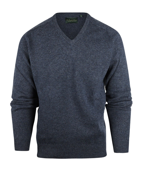 Classic Lambswool v-neck sweater | Denim Blue