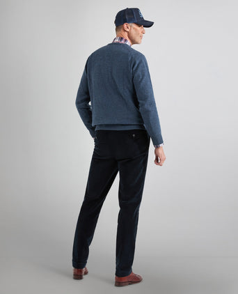 Pullover klassiek Lamswol v-hals | Denim Blauw