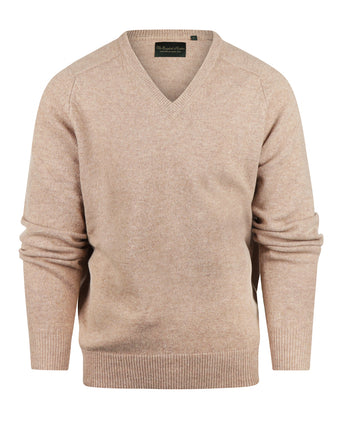 Classic Lambswool v-neck sweater | Brown