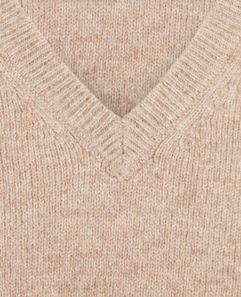 Pullover klassiek Lamswol v-hals | Bruin